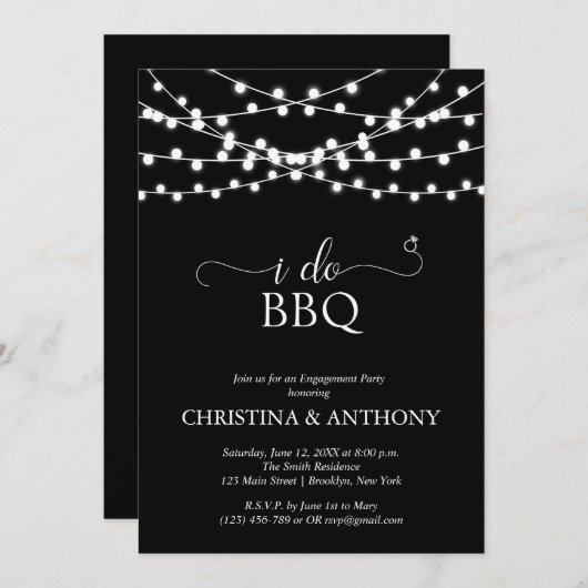 Ich mache GRILLEN Rustikale String Lights Engageme Einladung (Vorne/Hinten)