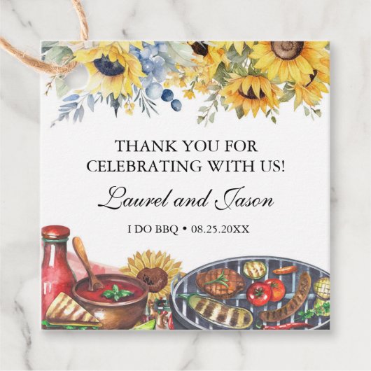 Ich mache GRILLEN Sonnenblume Rustikale Engagement Geschenkanhänger (Vorderseite)