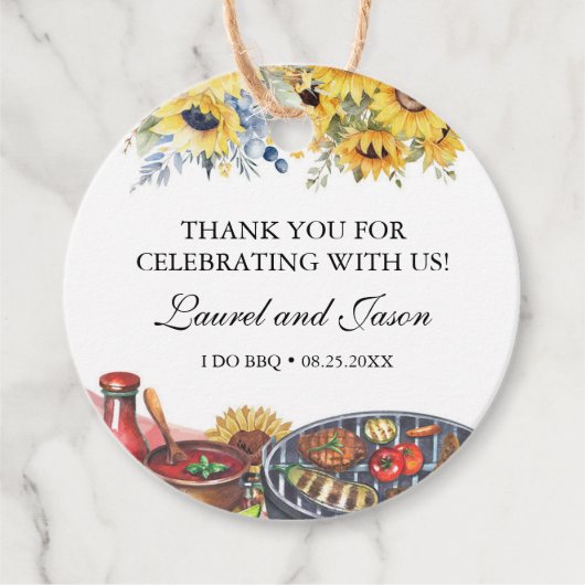 Ich mache GRILLEN Sonnenblume Rustikale Engagement Geschenkanhänger (Vorderseite)