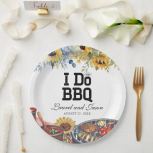 Ich mache GRILLEN Sonnenblume Rustikale Engagement Pappteller