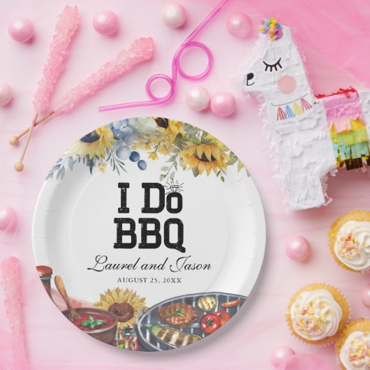 Ich mache GRILLEN Sonnenblume Rustikale Engagement Pappteller (Party)