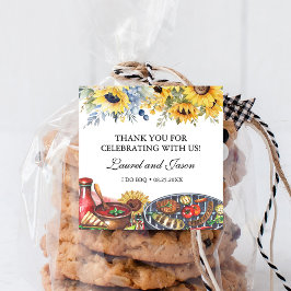 Ich mache GRILLEN Sonnenblume Rustikale Engagement Quadratischer Aufkleber