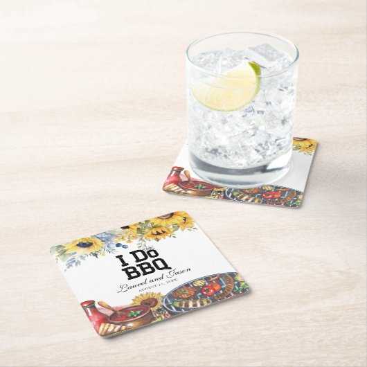 Ich mache GRILLEN Sonnenblume Rustikale Engagement Rechteckiger Pappuntersetzer (Vor Ort)