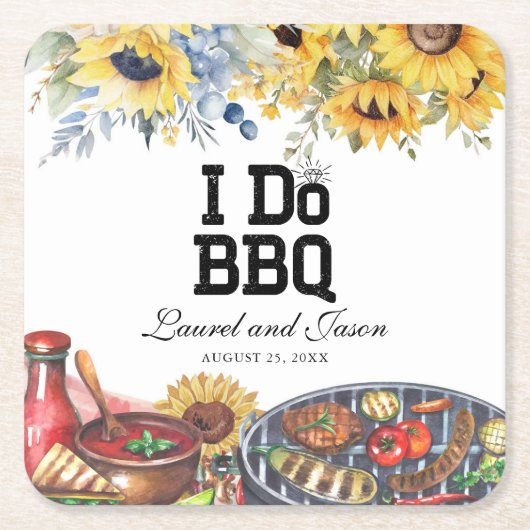 Ich mache GRILLEN Sonnenblume Rustikale Engagement Rechteckiger Pappuntersetzer (Vorderseite)