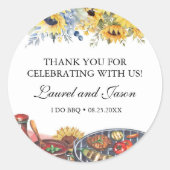 Ich mache GRILLEN Sonnenblume Rustikale Engagement Runder Aufkleber (Vorderseite)