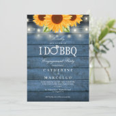 Ich mache GRILLEN Sunflower Blue Rustic Engagement Einladung (Stehend Vorderseite)