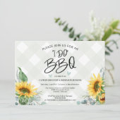 Ich mache GRILLEN Sunflower Buffalo Kariertes Brau Einladung (Stehend Vorderseite)