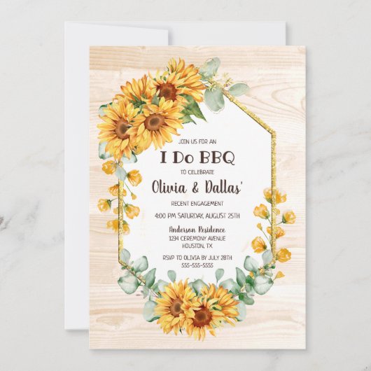 Ich mache GRILLEN Sunflower Engagement Party Einladung (Vorderseite)