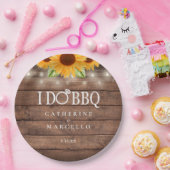 Ich mache GRILLEN Sunflower Rustic Wood Engagement Pappteller (Party)