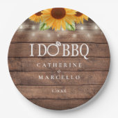 Ich mache GRILLEN Sunflower Rustic Wood Engagement Pappteller (Vorderseite)