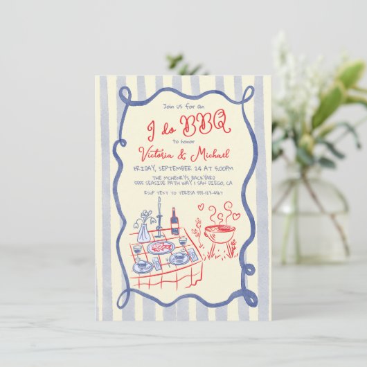 Ich mache GRILLEN Verlobung Probe Einladung (Stehend Vorderseite)