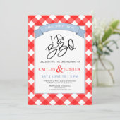 Ich mache GRILLEN Verlobung Rote Karierte Party Ei Einladung (Stehend Vorderseite)