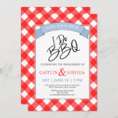 Ich mache GRILLEN Verlobung Rote Karierte Party Ei Einladung (Vorne/Hinten)