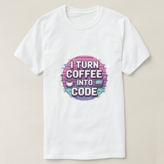 Ich mache Kaffee in Code - Retro Pixel Art Program T-Shirt (Design vorne)