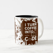 Ich mache Kaffee in Code Zweifarbige Tasse (VorderseiteRechts)