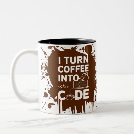 Ich mache Kaffee in Code Zweifarbige Tasse (Links)