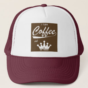 Ich mache Kaffee in KOMs Truckerkappe
