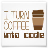 Ich mache Kaffee in Programmiercode Fotodruck (Vorne)