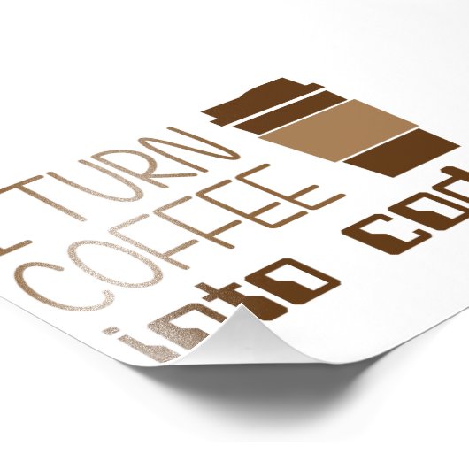 Ich mache Kaffee in Programmiercode Fotodruck (Ecke)