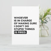 Ich mache keine dummen Dinge Dankeskarte (Stehend Vorderseite)