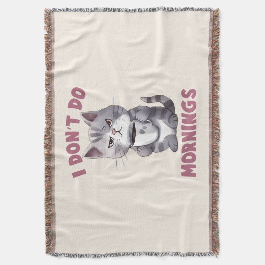 Ich mache keinen Morgen - Graue Katze mit Kaffee Decke (Vorderseite Vertikal)