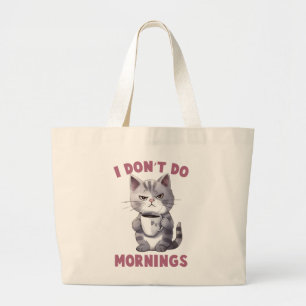 Ich mache keinen Morgen - Graue Katze mit Kaffee Jumbo Stoffbeutel