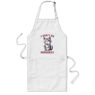 Ich mache keinen Morgen - Graue Katze mit Kaffee Lange Schürze