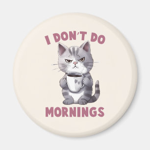 Ich mache keinen Morgen - Graue Katze mit Kaffee Magnet