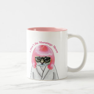 Ich mache keinen Morgen, lustige, gruselige Katze Zweifarbige Tasse