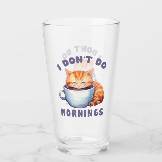 Ich mache keinen Morgen - Niedliche Orangenkatze m Glas (Rückseite)