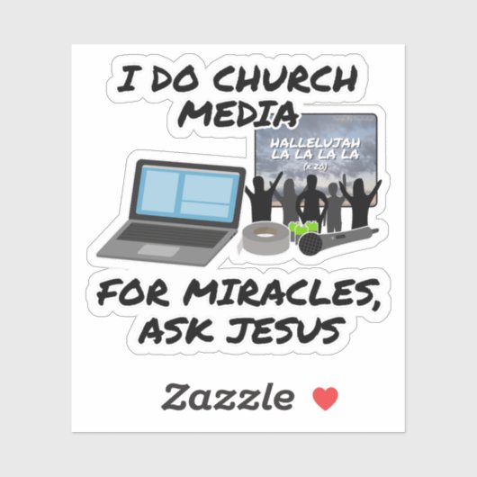 Ich mache Kirchenmedien für Wunder, Frag Jesus, Ki Aufkleber (Blatt)