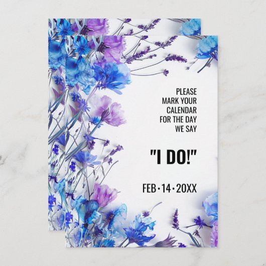 Ich mache 💍 Kornblumen und Lavender Elegance Save The Date (Vorne/Hinten)