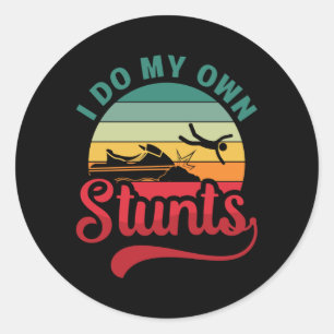 Ich Mache Meine Eigenen Stunts Jet Ski Retro Jet S Runder Aufkleber