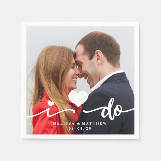 Ich mache Niedliches Herz Foto Hochzeitspapier Nap Serviette (Vorderseite)