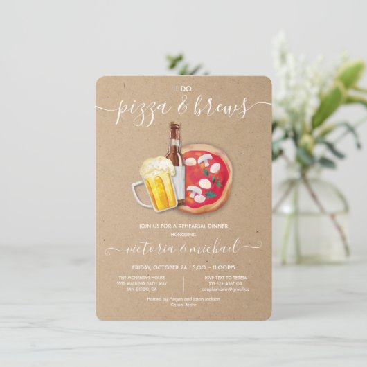 Ich mache Pizza & Brews Probe Dinner Einladung (Stehend Vorderseite)
