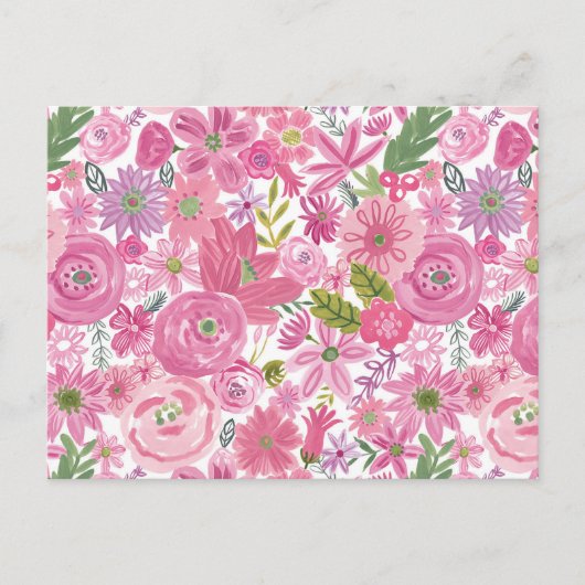 Ich mache rosa, florales Muster Postkarte (Vorderseite)