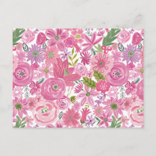Ich mache rosa, florales Muster Postkarte