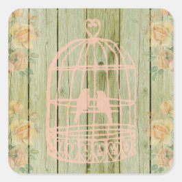 Ich mache rustikale Holz Birdcage Blumenkleber Quadratischer Aufkleber