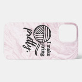 Ich mache String Hübsche Handwerkskunst rosa Marmo iPhone Hülle (Rückseite (Horizontal))