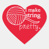 Ich mache String-Hübsches Kunsthandwerk {Jeglicher Herz-Aufkleber (Vorderseite)