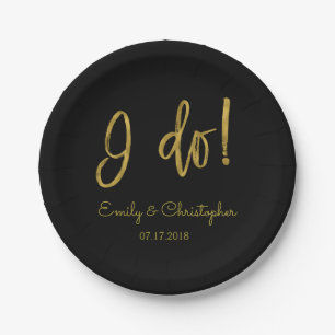 Ich mache Teller mit Gold Foil und Black Wedding