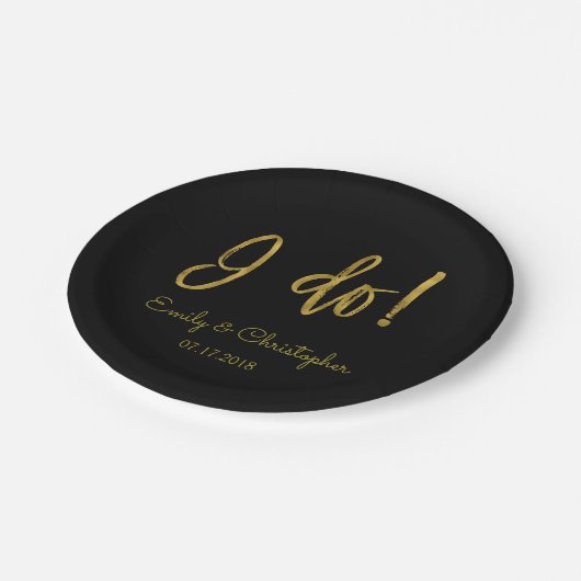 Ich mache Teller mit Gold Foil und Black Wedding (Schrägansicht)