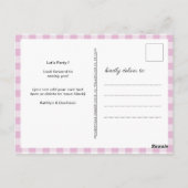 Ich mache Verlobung Niedlich Rosa Karierte GRILLEN Postkarte (Rückseite)