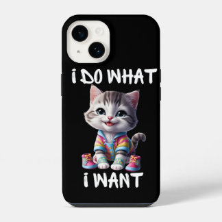 Ich mache, was ich brauche Süße Katzen iPhone Hüll 14 Hülle