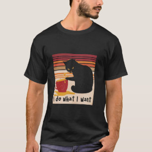 Ich mache, was ich Cat Vintag Black Cat Coffee Cup T-Shirt