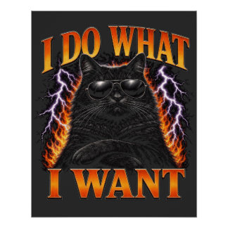 Ich mache was ich will Coole schwarze Katze Rebell Poster