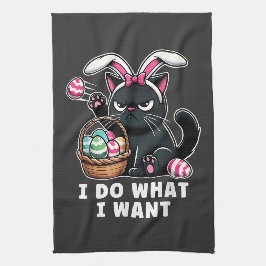 ich mache was ich will Ostern Katze Geschirrtuch (Vertikal)