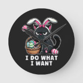 ich mache was ich will Ostern Katze Runde Wanduhr (Vorderseite)