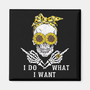 Ich mache was ich will Totenkopf Sonnenblume  Magnet
