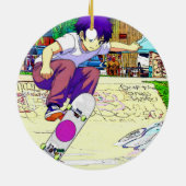 Ich mach's - Junge Skateboarder Keramik Ornament (Hinten)